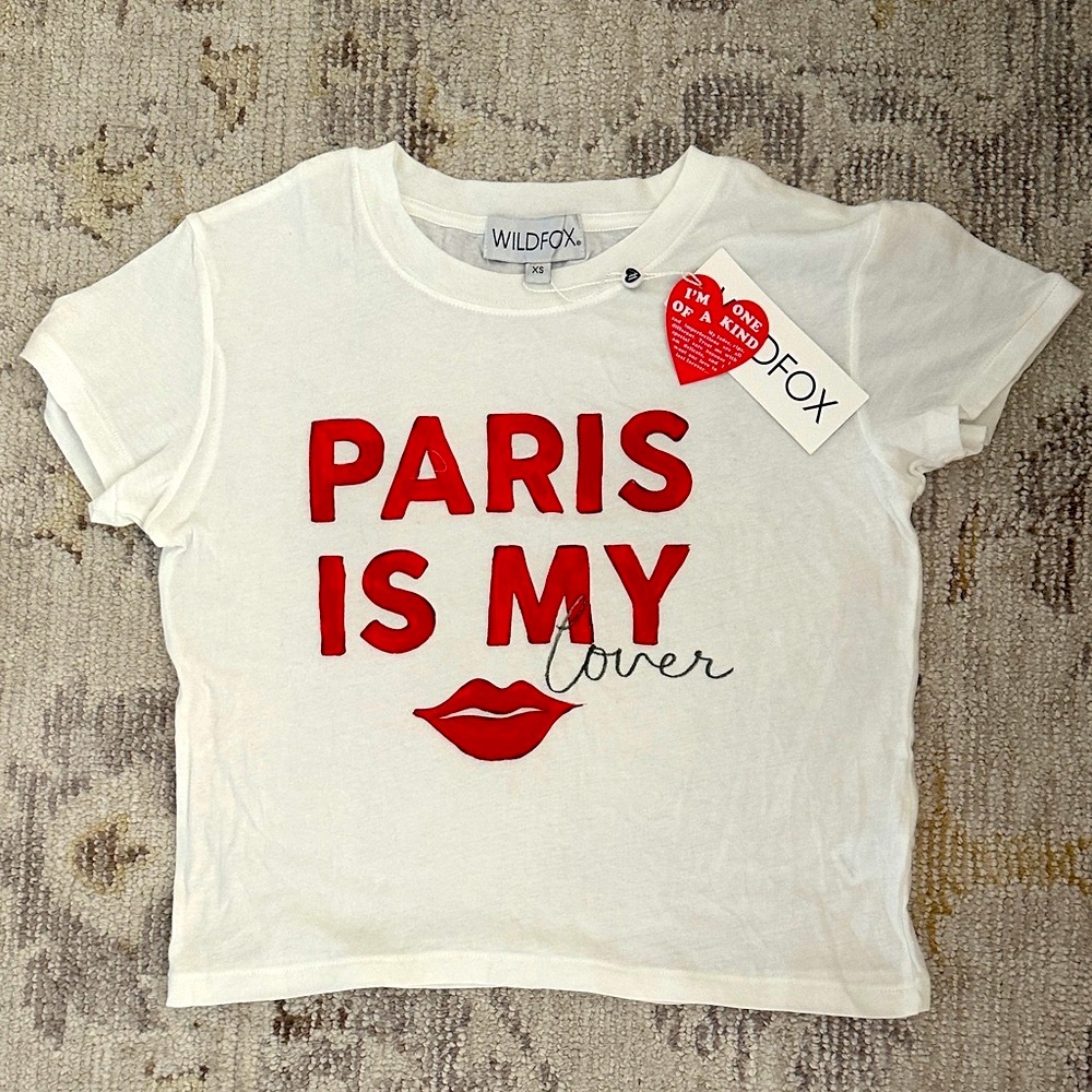 Wildfox Tee with Red and White Design. Super soft. Brand new